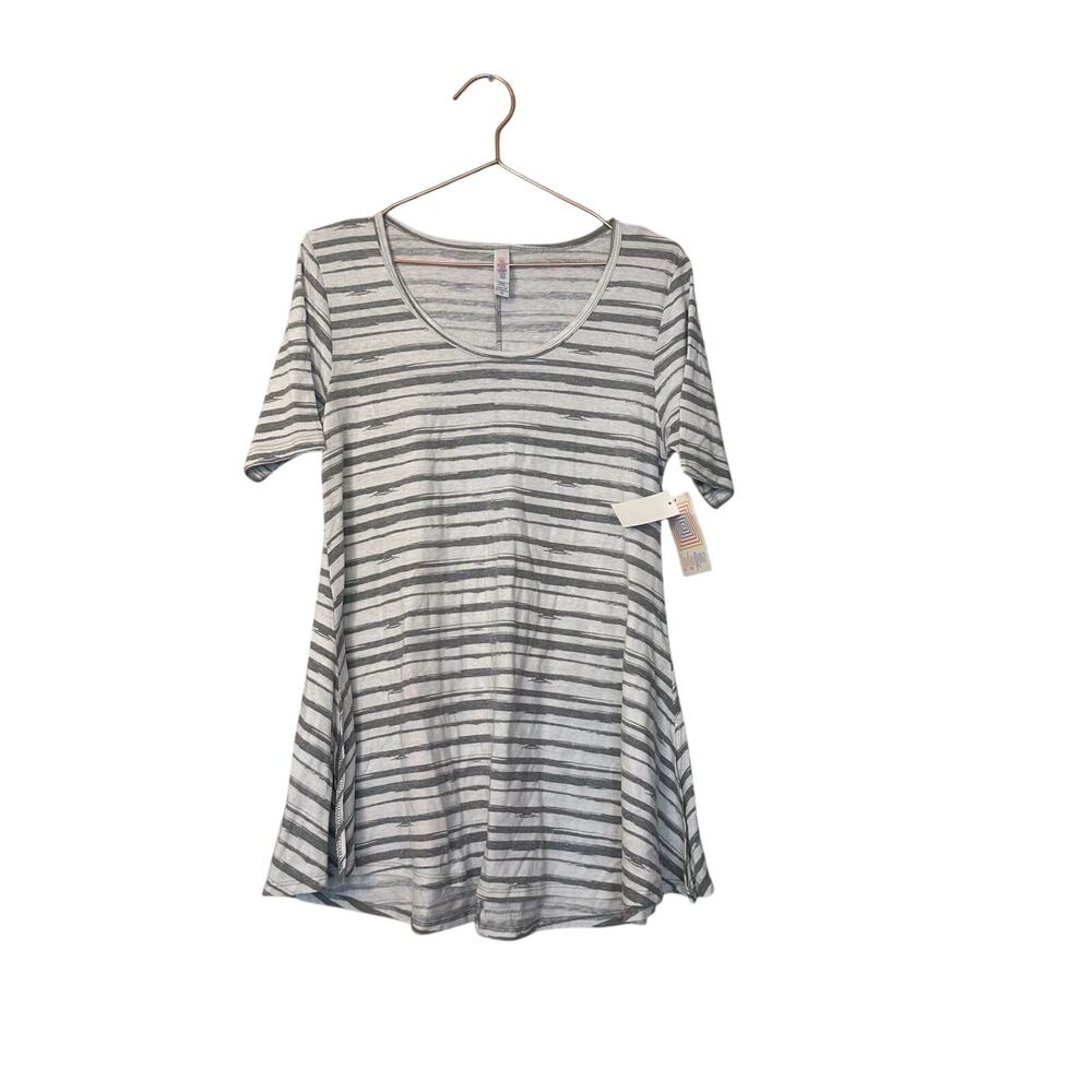 LuLaRoe gray striped perfect tee shirt nwt size xs